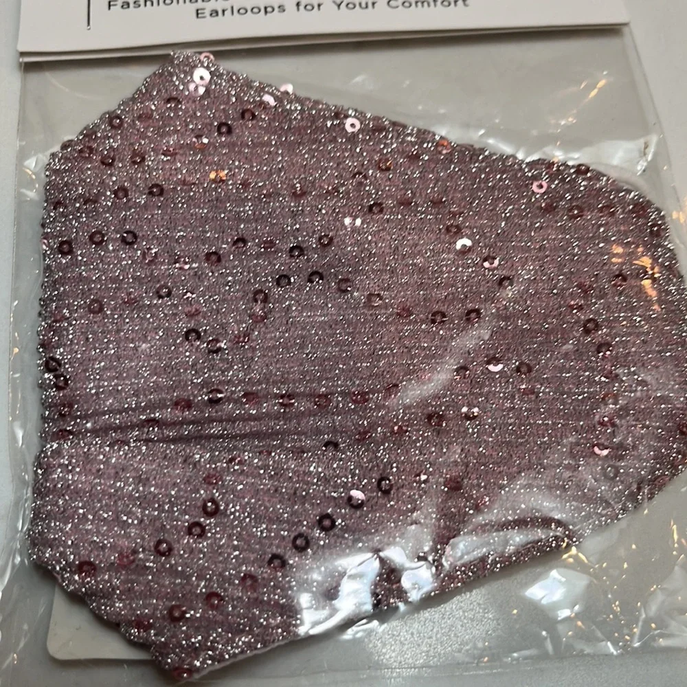 NWT sequin face mask, lilac color, still in original package - never opened.